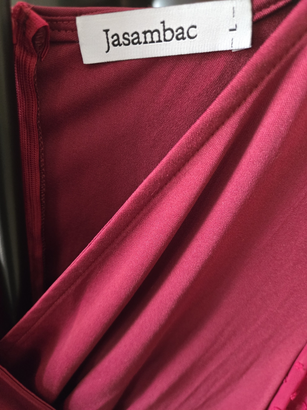 Jasambac Fuchsia Long-Sleeve Faux-Wrap Dress - Picture 2 of 5